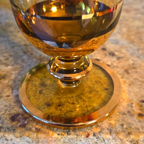 Vintage MCM tapered bud vase with gold strips - Picture 6 of 11